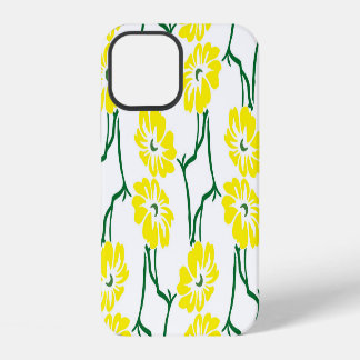 Gelbe Blumen: Illustriertes nahtloses Muster iPhone 12 Hülle