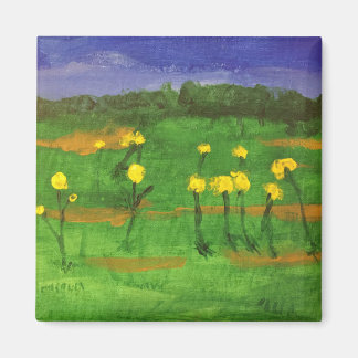 Gelbe Blumen in Feldlackmagneten Magnet