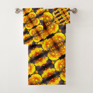 Gelbe Blumen in sonniger Abstrakter Form Badhandtuch Set