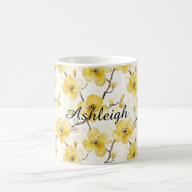 Gelbe Blumen Kaffeetasse (Mittel)