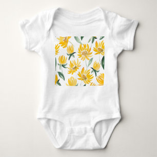 Gelbe Blumen Leaf Sommermuster Baby Strampler