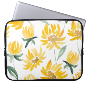 Gelbe Blumen Leaf Sommermuster Laptopschutzhülle