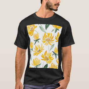 Gelbe Blumen Leaf Sommermuster T-Shirt