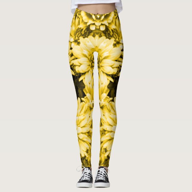 Gelbe Blumen-Leggings Leggings (Vorderseite)