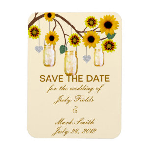 Gelbe Blumen Mason Gläser Save The Date Magnet