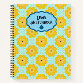 Gelbe Blumen mit blauen Punkten Notizbuch