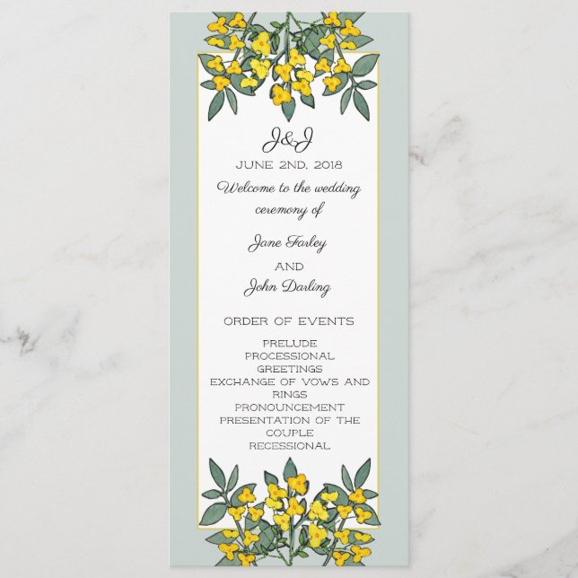Gelbe Blumen mit Minzakzent-Programm Programm (Vorderseite)