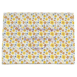 Gelbe Blumen mit niedlichen Mustern Große Geschenktüte