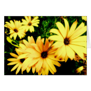 Gelbe Blumen mit Regentropfen-Blumen-Karte