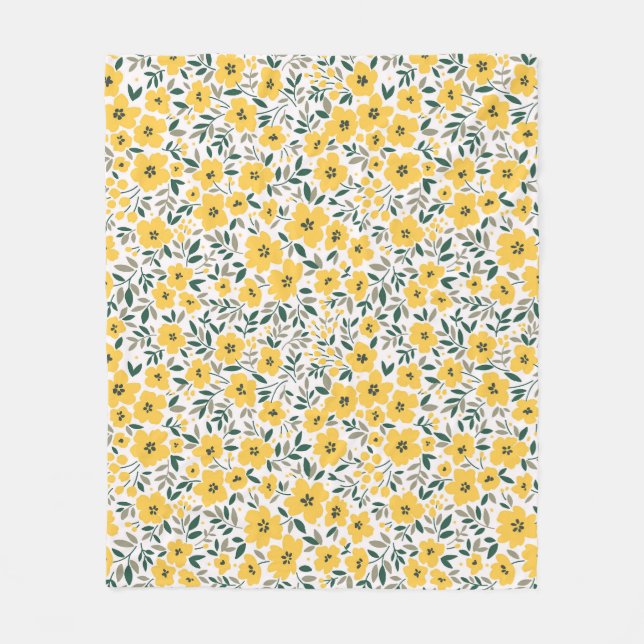 Gelbe Blumen: Moderne Blumen nahtlos. Fleecedecke (Vorderseite)