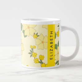 Gelbe Blumen, Muster von Blume, Ihr Name Jumbo-Tasse