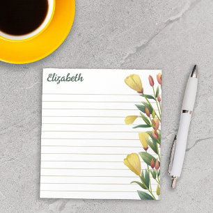 Gelbe Blumen Nachtkerzen Liniiert Ihr Name Notizblock