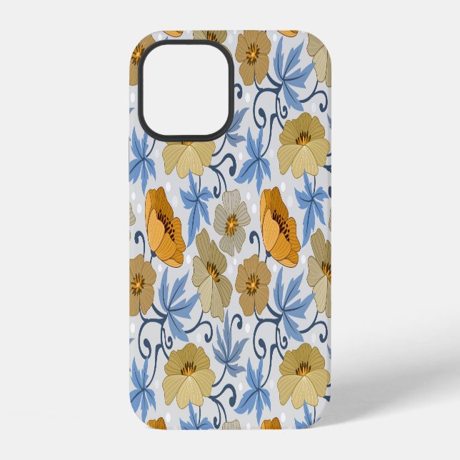 Gelbe Blumen: Nahtloses Textildesign iPhone Hülle (Rückseite)