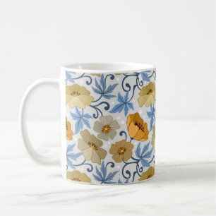 Gelbe Blumen: Nahtloses Textildesign Kaffeetasse
