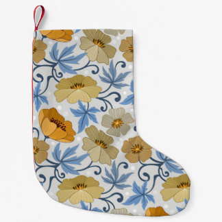 Gelbe Blumen: Nahtloses Textildesign Kleiner Weihnachtsstrumpf