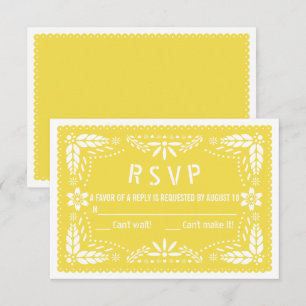 Gelbe Blumen-Papel-Picado-Volkskunst-Baby-Party RSVP Karte