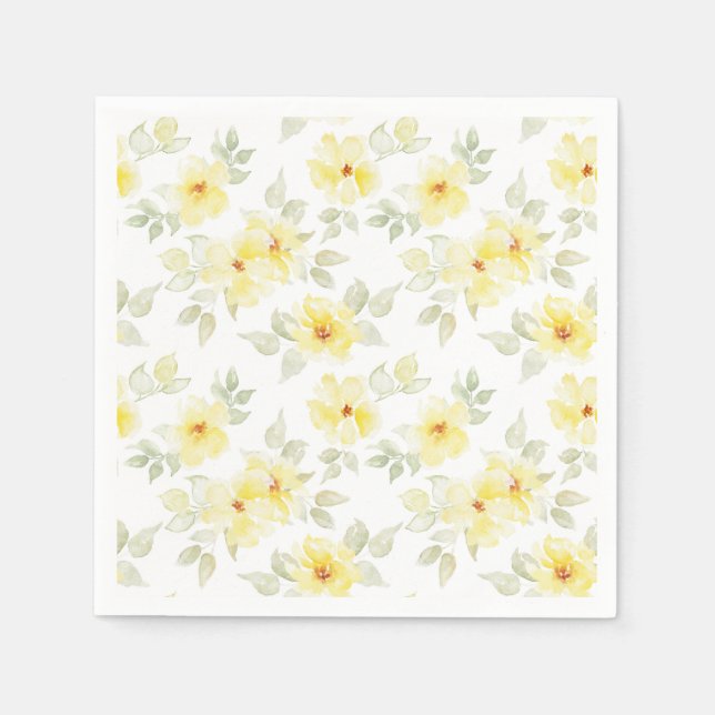 Gelbe Blumen-Papier-Servietten, Wasserfarben-Blume Serviette (Vorderseite)