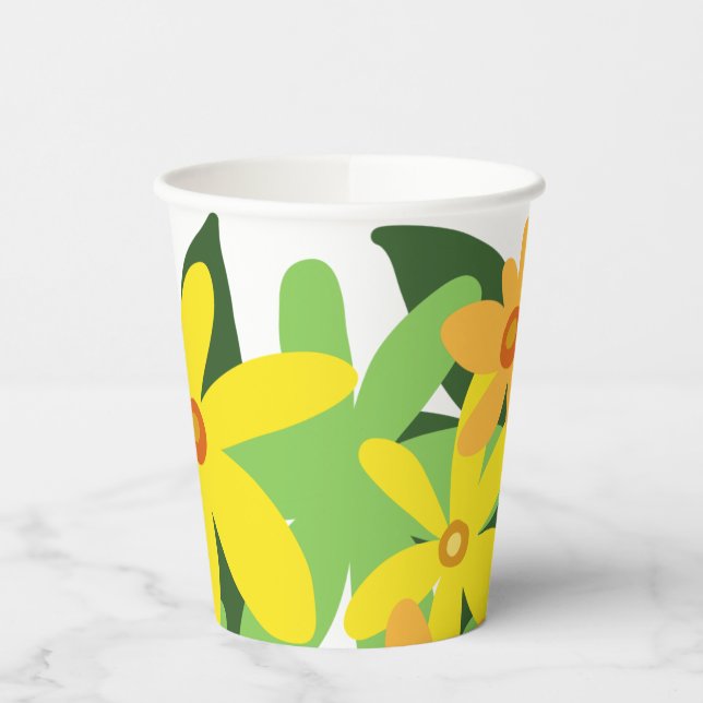 Gelbe Blumen Papiertasse Pappbecher (Links)