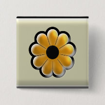 Gelbe Blumen-Quadrat-Taste – Moderne Blumengestalt