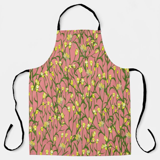 Gelbe Blumen Rosa Hintergrund Vintag Schürze (Vorderseite)