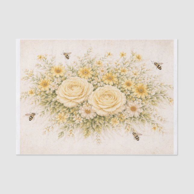 Gelbe Blumen  Seidenpapier (Vorderseite)
