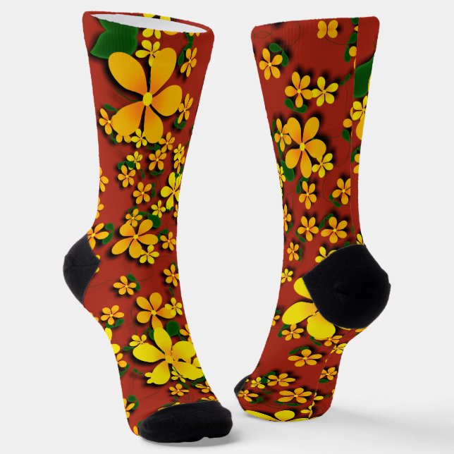 Gelbe Blumen  Socken (Gewinkelt)