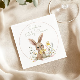 Gelbe Blumen Somebunny ist auf dem Weg Baby Shower Serviette