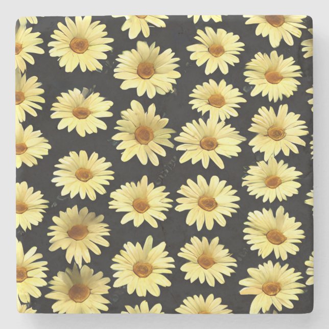 Gelbe Blumen Stone Untersetzer (Vorderseite)