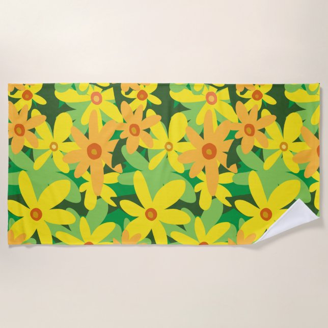 Gelbe Blumen Strandtuch (Vorderseite)