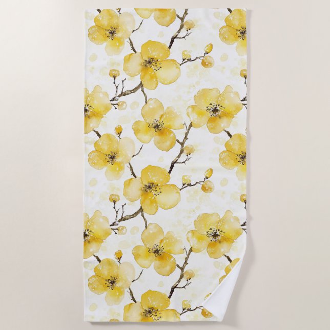 Gelbe Blumen Strandtuch (Vorderseite)