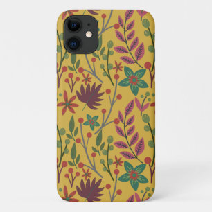 Gelbe Blumen und Blätter mit nahtlosem Blumenmuste Case-Mate iPhone Hülle