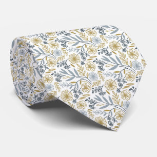 Gelbe Blumen- und Blätter-Muster Chic-Hochzeit Krawatte