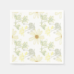 Gelbe Blumen und Blätter Serviette