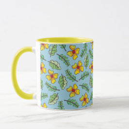 Gelbe Blumen und Blätter Tasse