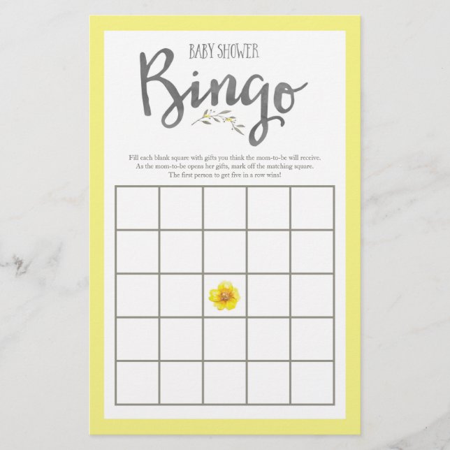 Gelbe Blumen und graue Blätter Kinderdusche (Vorderseite)