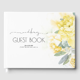 Gelbe Blumen und Grünes Gästebuch für Hochzeiten