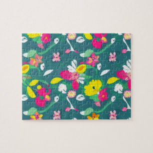Gelbe Blumen und rosa Blume Puzzle