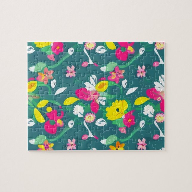 Gelbe Blumen und rosa Blume Puzzle (Horizontal)