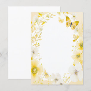 Gelbe Blumen und Schmetterlinge leere Hochzeit Einladung