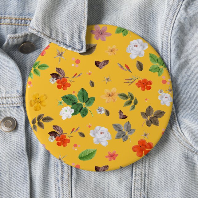 Gelbe Blumen und weiße Rosen 10 Button (Beispiel)