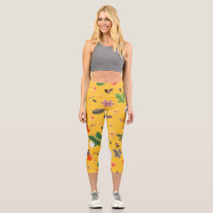 Gelbe Blumen und weiße Rosen 10 Capri Leggings