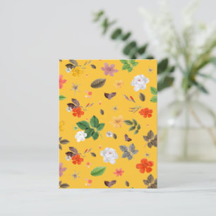 Gelbe Blumen und weiße Rosen 10 Feiertagspostkarte