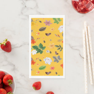 Gelbe Blumen und weiße Rosen 10 Serviette