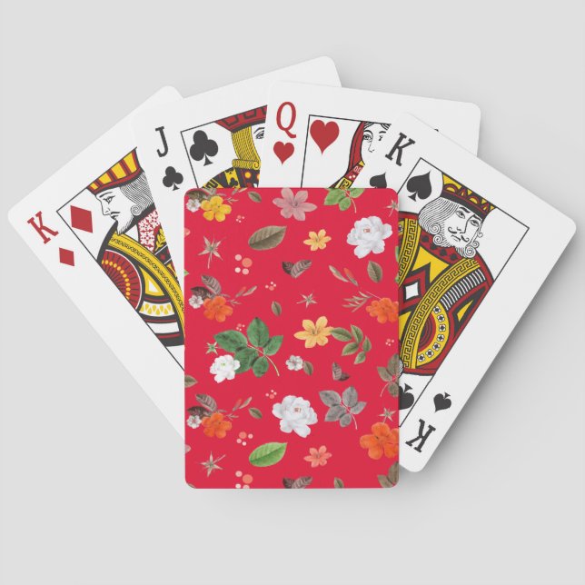 Gelbe Blumen und weiße Rosen 13 Spielkarten (Rückseite)
