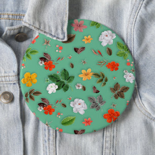 Gelbe Blumen und weiße Rosen 14 Button