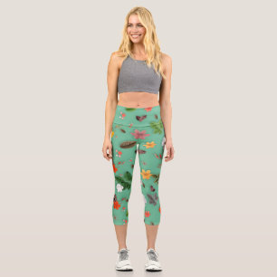 Gelbe Blumen und weiße Rosen 14 Capri Leggings