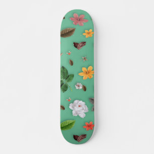 Gelbe Blumen und weiße Rosen 14 Skateboard