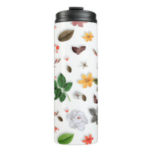 Gelbe Blumen und weiße Rosen 15 Thermosbecher