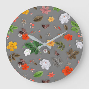 Gelbe Blumen und weiße Rosen 16 Große Wanduhr