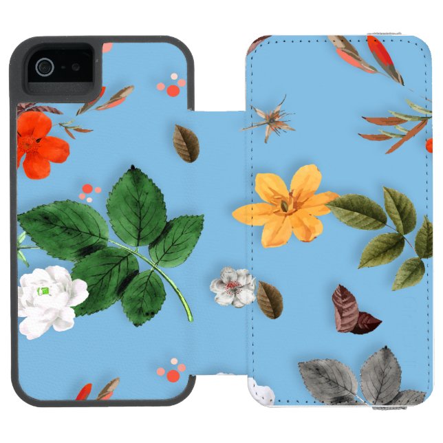 Gelbe Blumen und weiße Rosen 18 Incipio iPhone Geldbeutel-Hülle (Folio Geöffnet)
